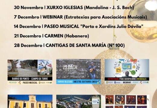A Escola de Música do Concello de Ortigueira (EMCO) prepara unha programación especial para os meses de novembro e decembro na súa canle de Youtube